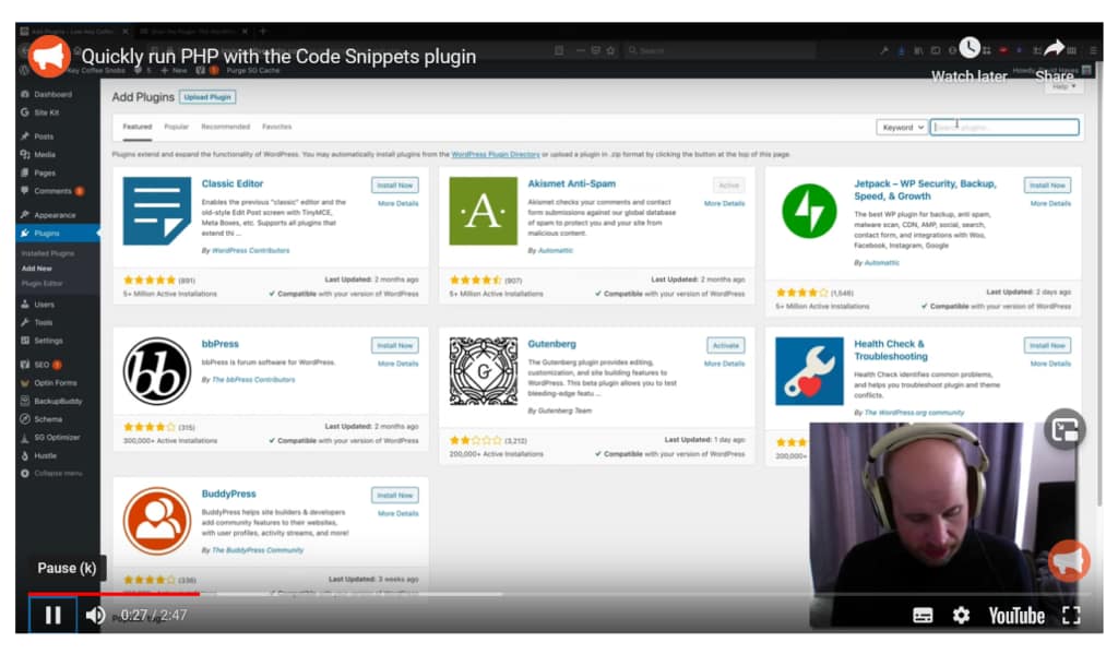 YouTube player with highlighted controls