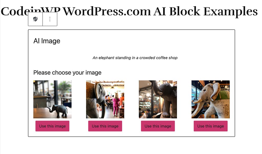 WordPress.com AI image block