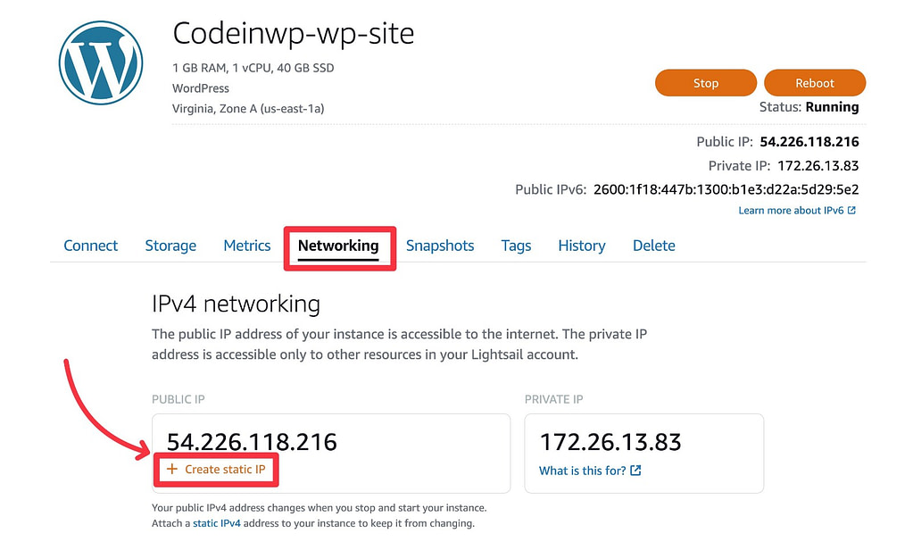 Create static IP