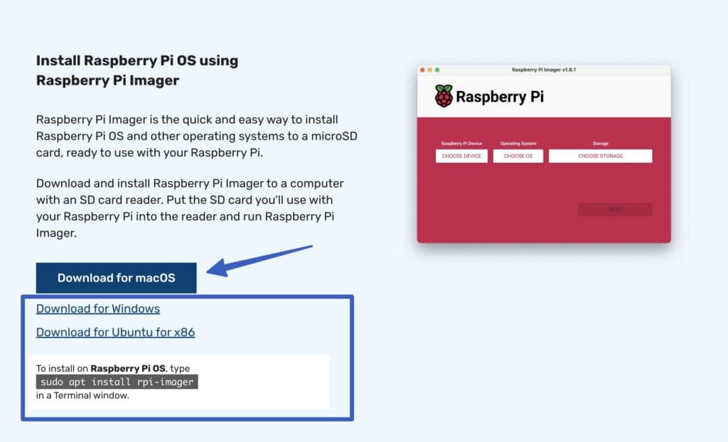 Download Raspberry Pi imager.