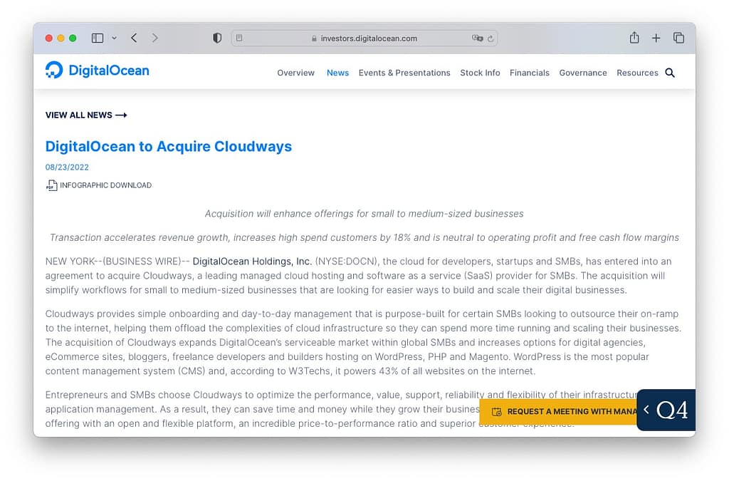 Cloudways accquisition