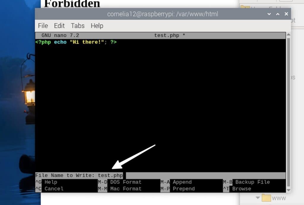 Write file name to install WordPress on Raspberry Pi.