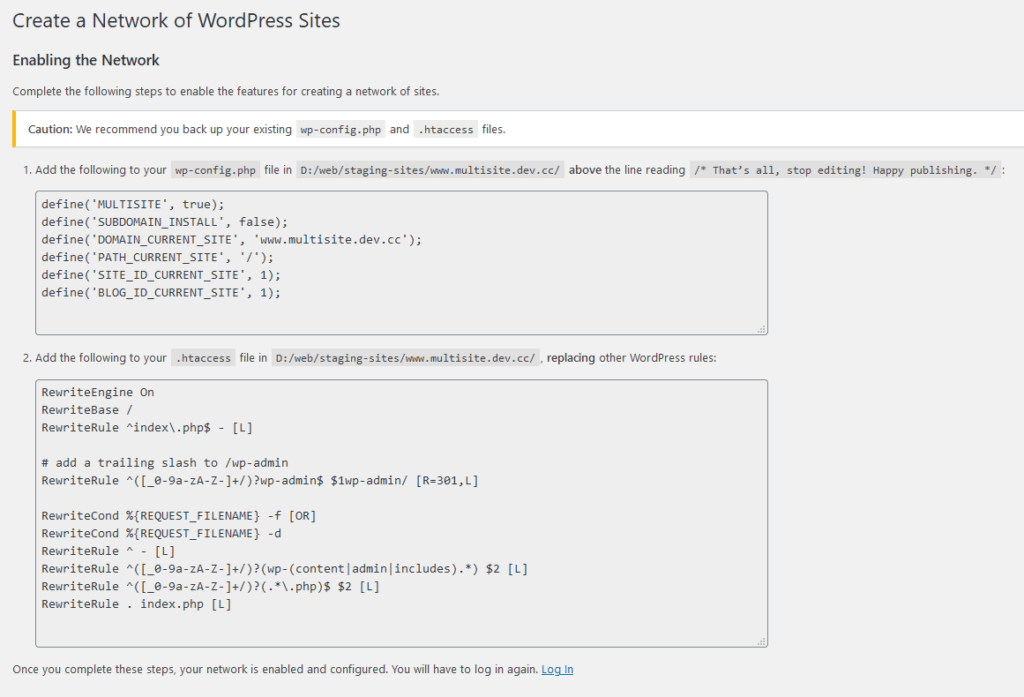 WordPress Multisite Network Code