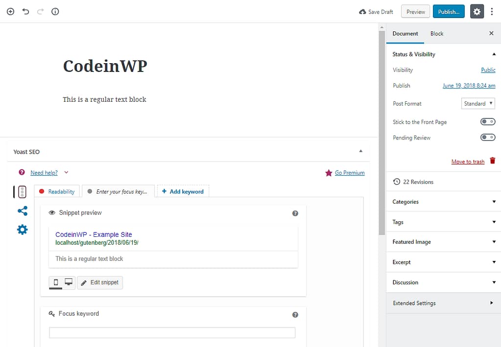 gutenberg yoast seo meta box