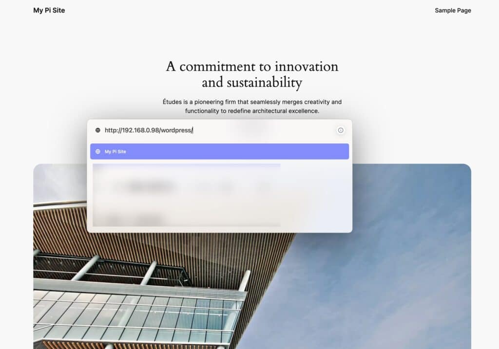 Frontend view after I install WordPress on Raspberry Pi.