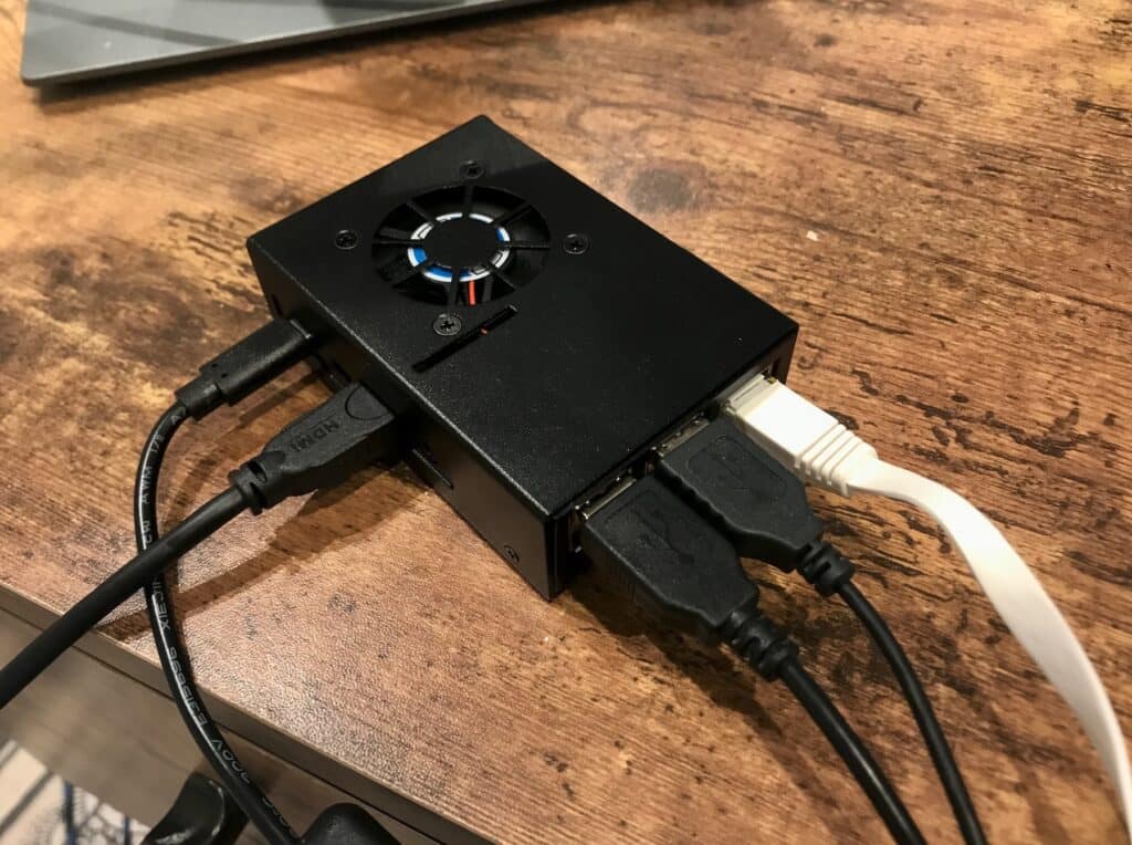 All ports connected to install WordPress on Raspberry Pi.