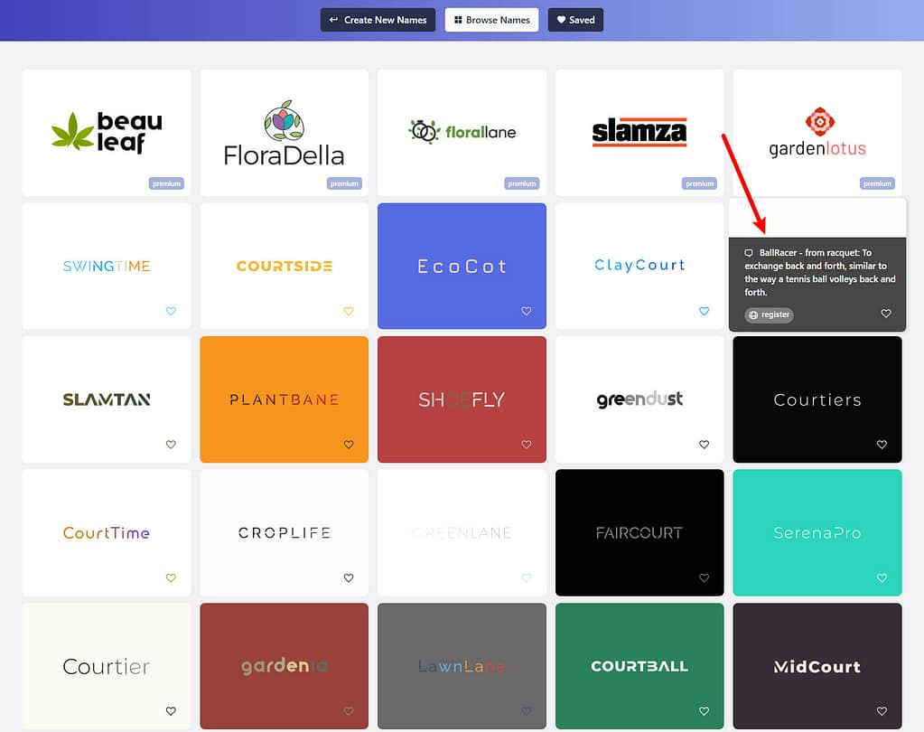 Namelix helps you generate business name ideas and logos