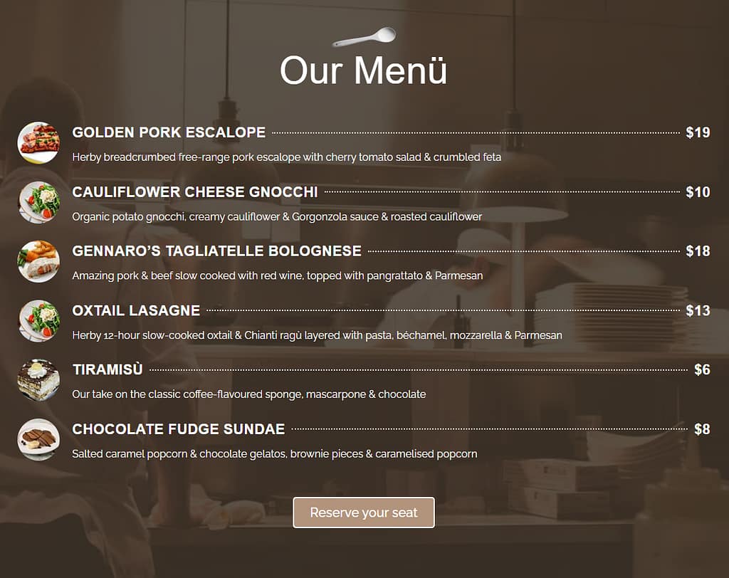Katka Restaurant template example