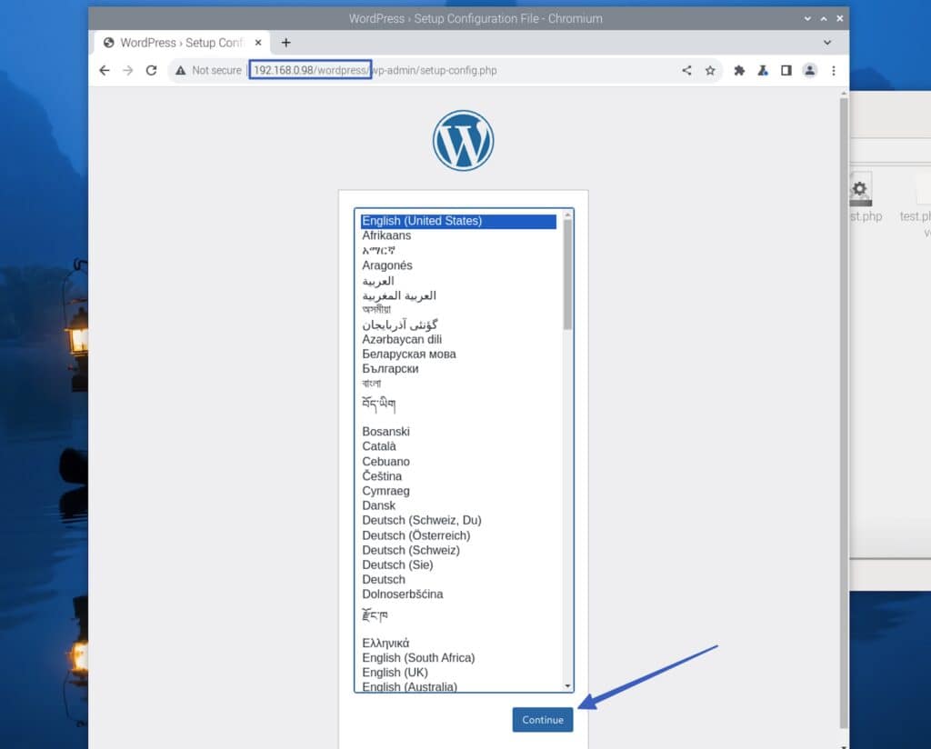 Pick language on WordPress.
