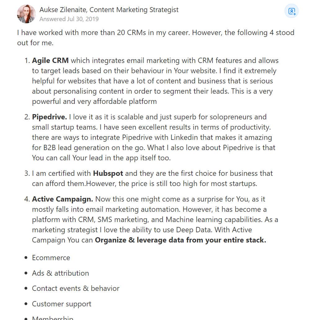 format for Quora marketing