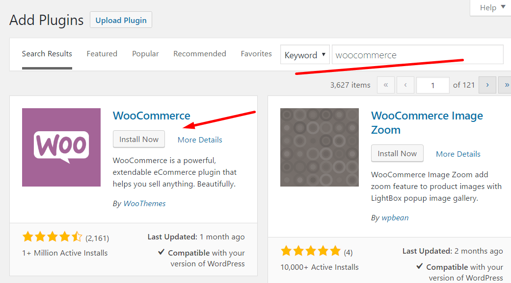 WooCommerce install