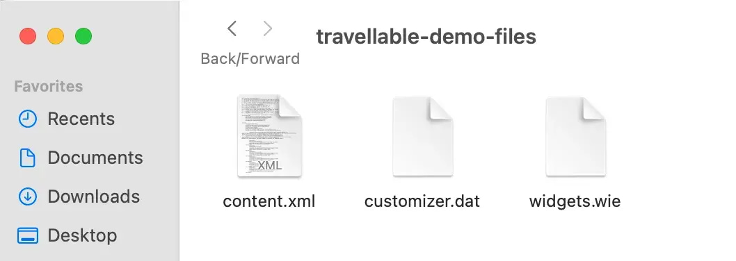 Contents of theme demo zip file.