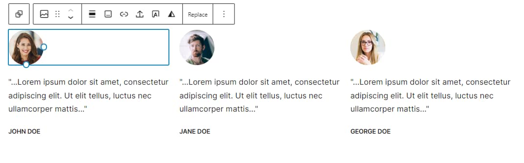 How to create a free landing page for affiliate marketing: Testimonial block with image highlighted.