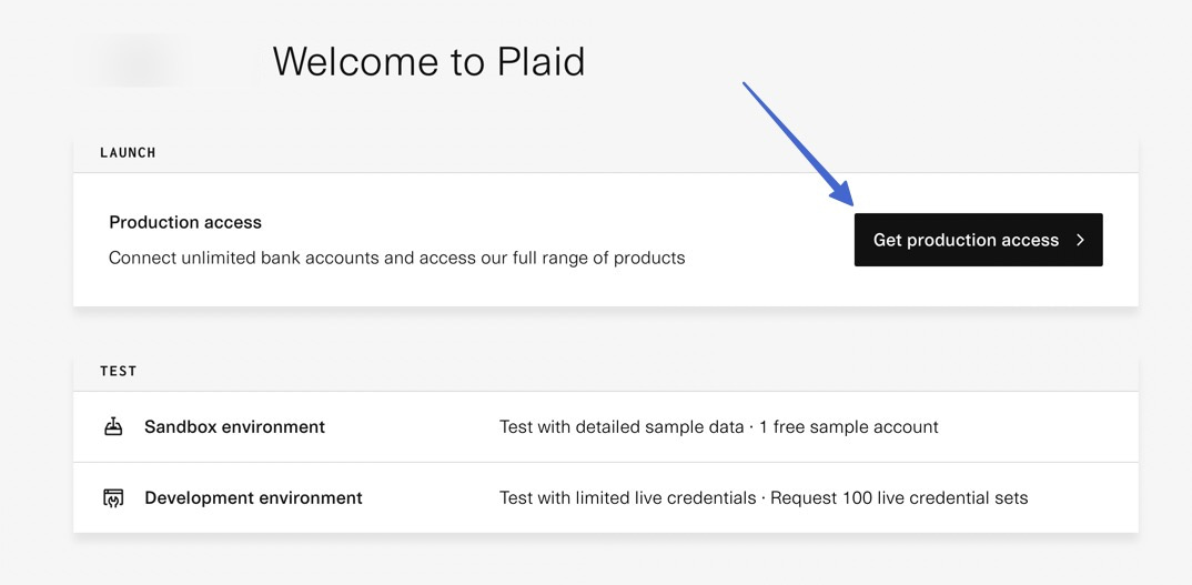 get production access to accept ACH payments