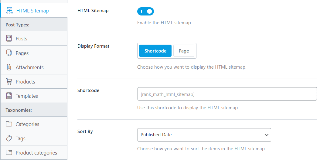 WordPress HTML Sitemap options.