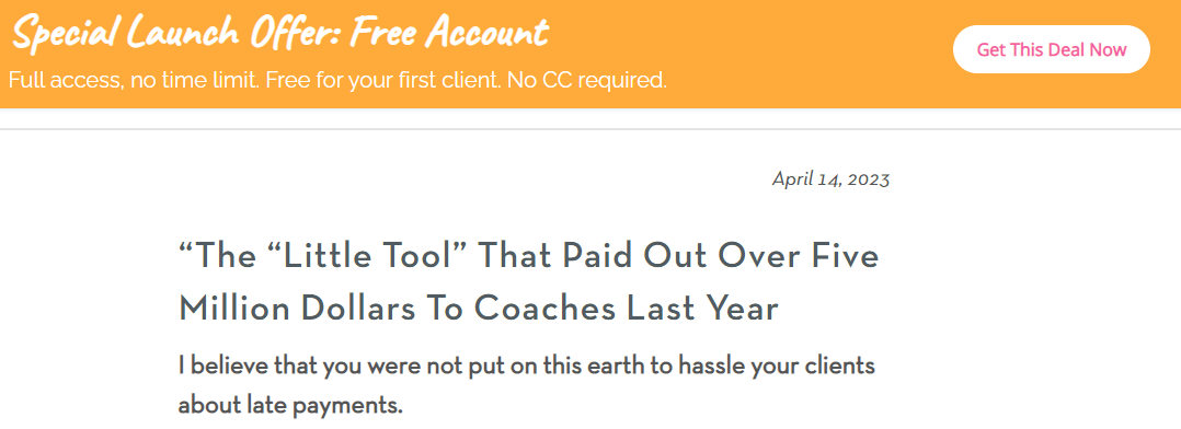 How to start an online coaching business: Paperbell homepage.