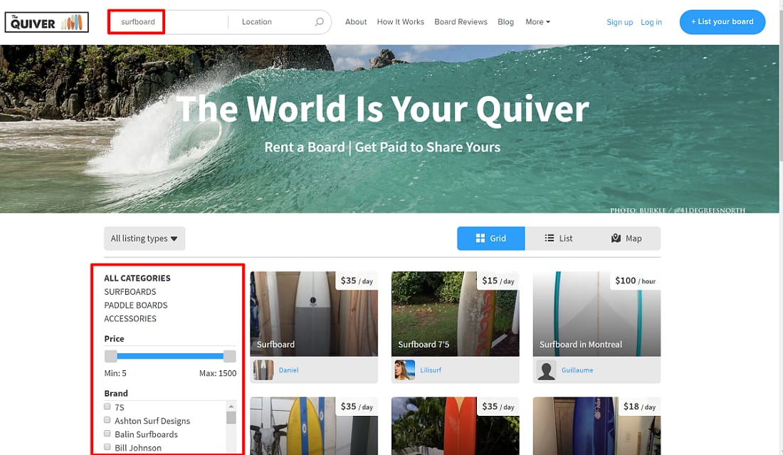 Sharetribe search function