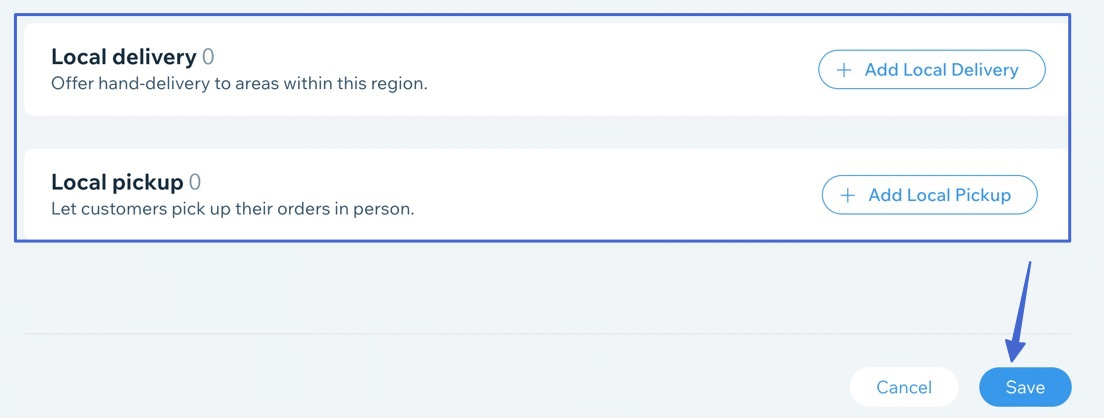 Save delivery options