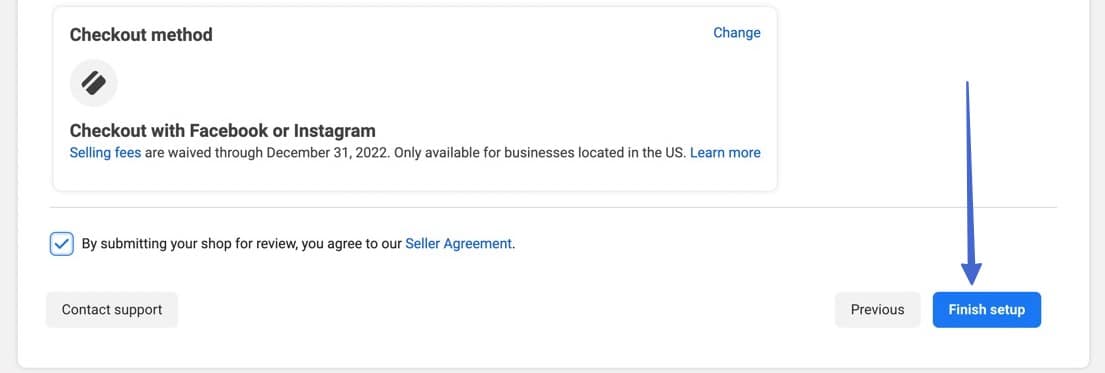 finish setup to sell on Facebook