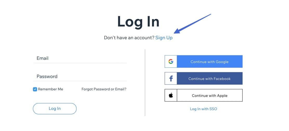 login page