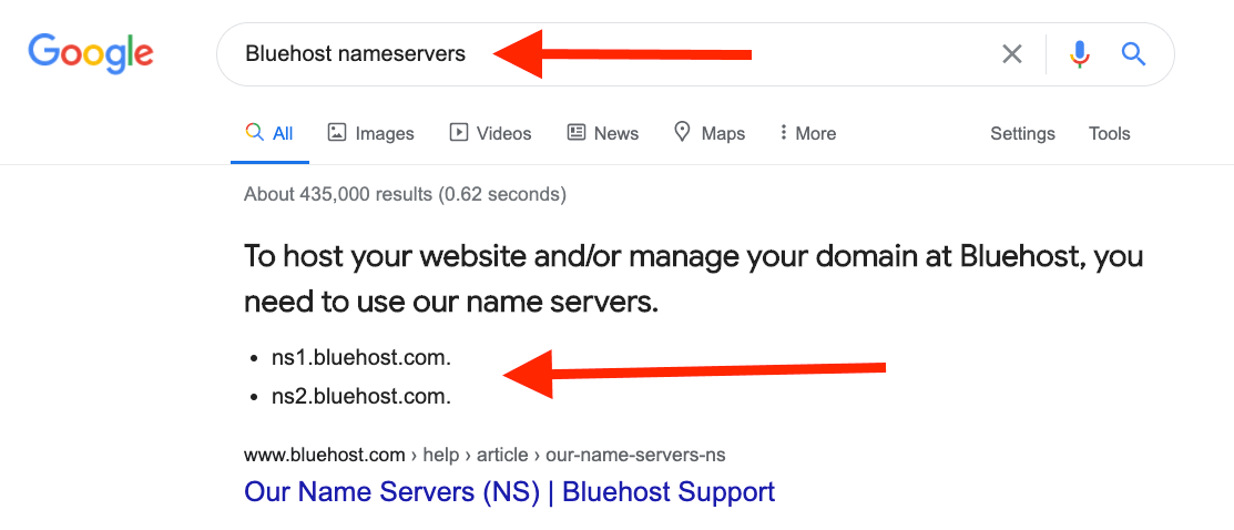 Bluehost nameservers