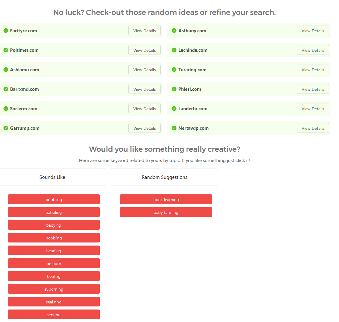 The best domain name generators have multiple options like randomizers to help you find a good name