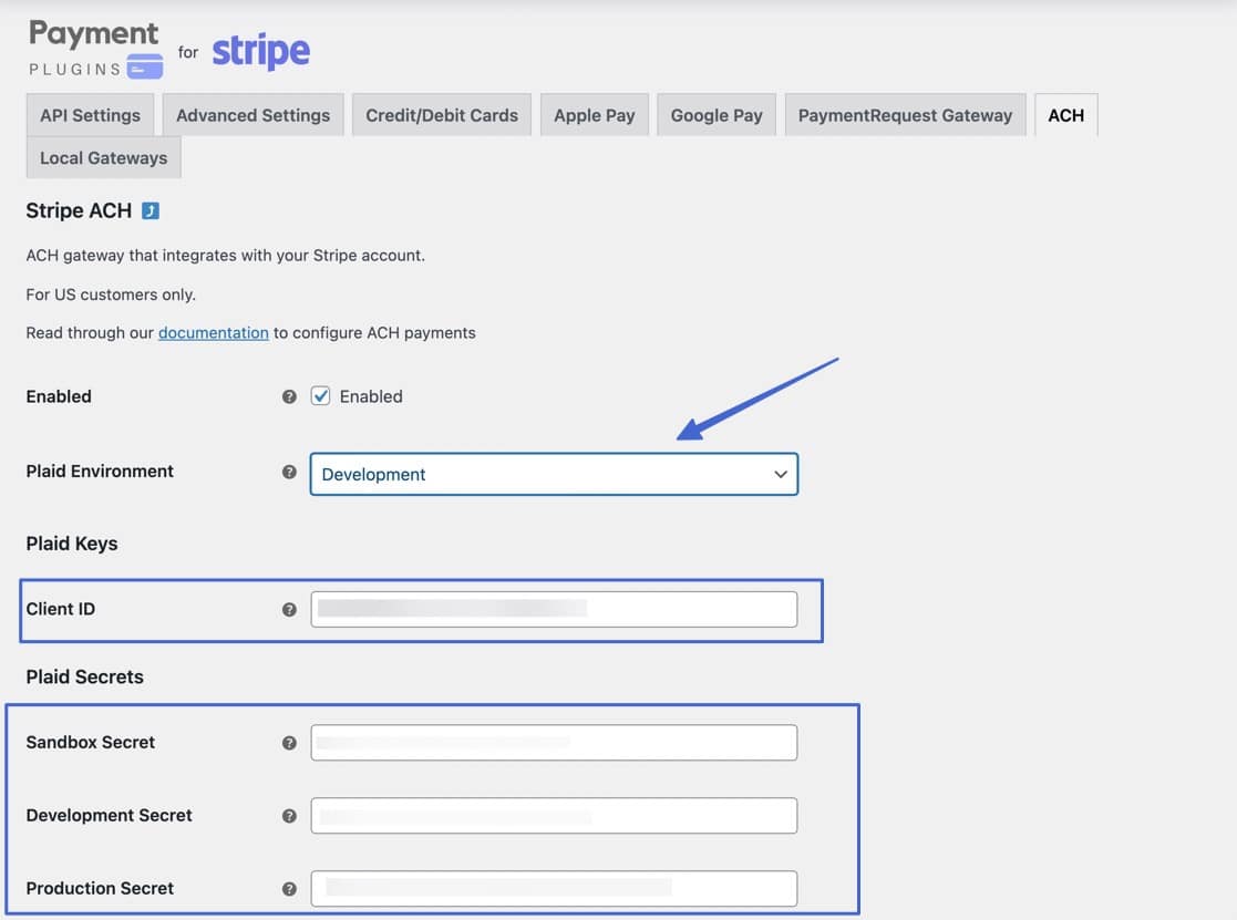 paste in client id and secrets in wordpress