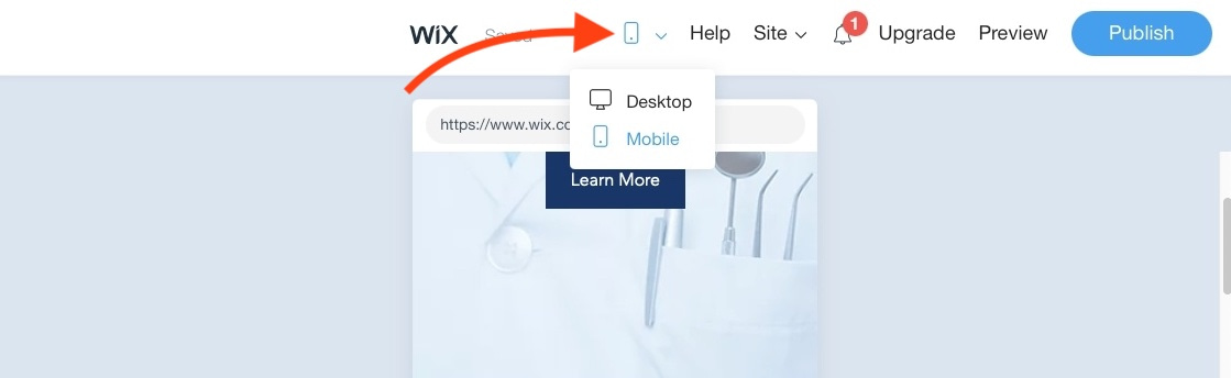 Switching to Wix mobile view