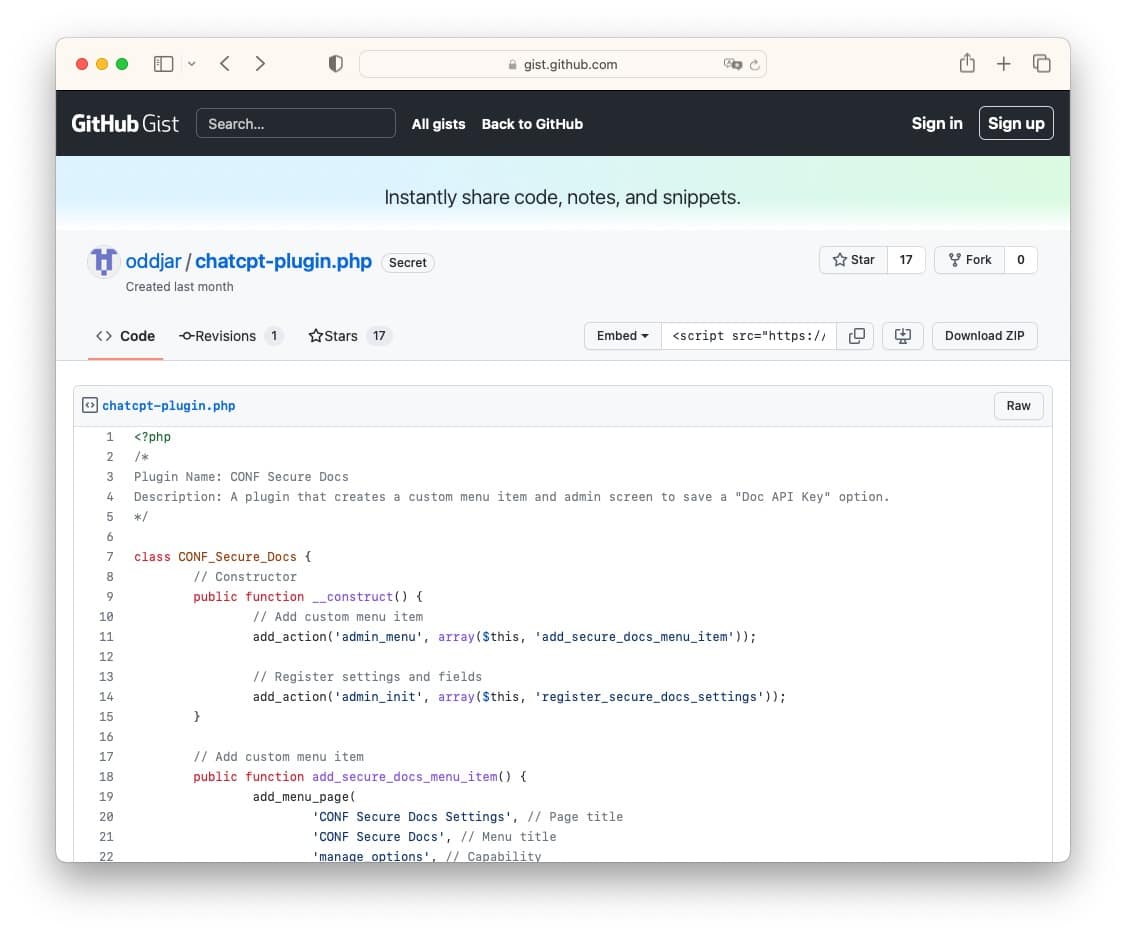 ChatGPT writing WordPress plugins