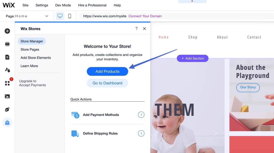 add products in Wix store