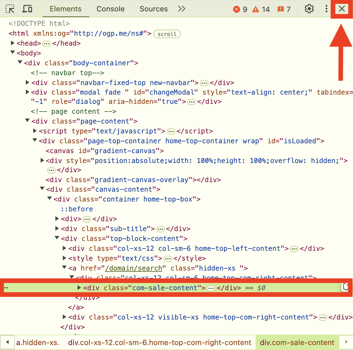 Removing the undesired element and closing Inspector.