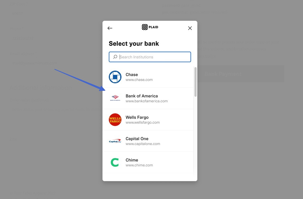 plaid is used to accept ACH payments
