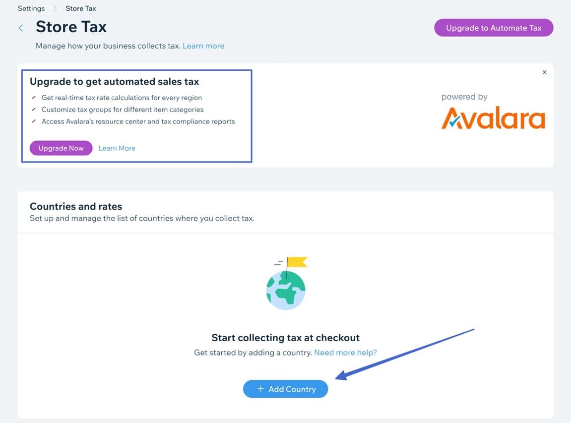 how to make an online store with Wix and add taxes