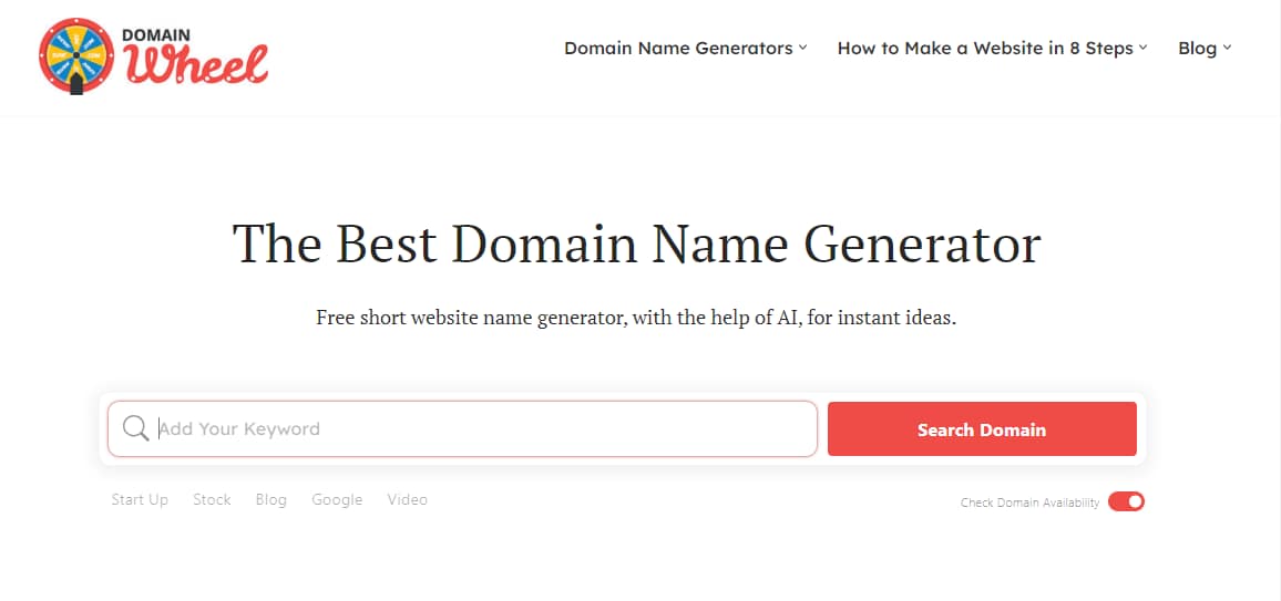 Domain Wheel helps you find domain names based on keywords.