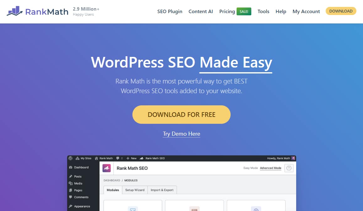 SEO tools like Rank Math have a variety of features to help WordPress SEO.
