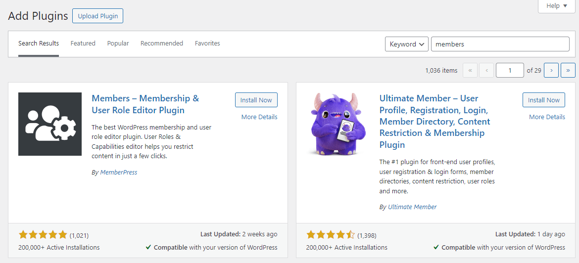 Installing the Members plugin to create a membership site on WordPress.