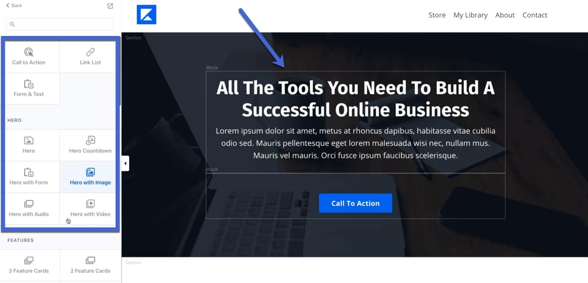 Kartra vs Kajabi page builder