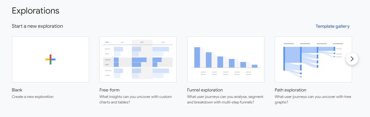 GA4 vs Universal Analytics: the Explorations feature in GA4.