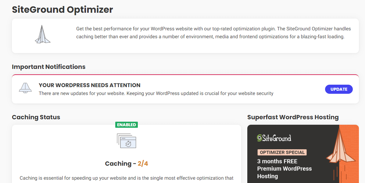 SiteGround Optimizer.
