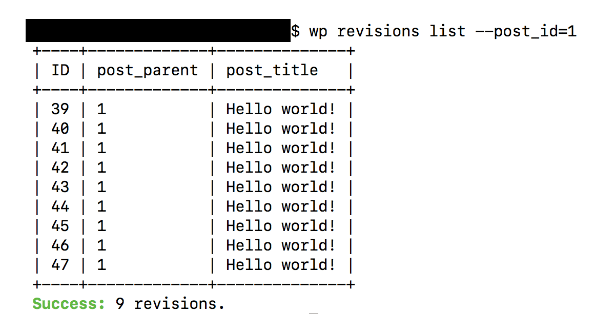 WP-CLI revisions.