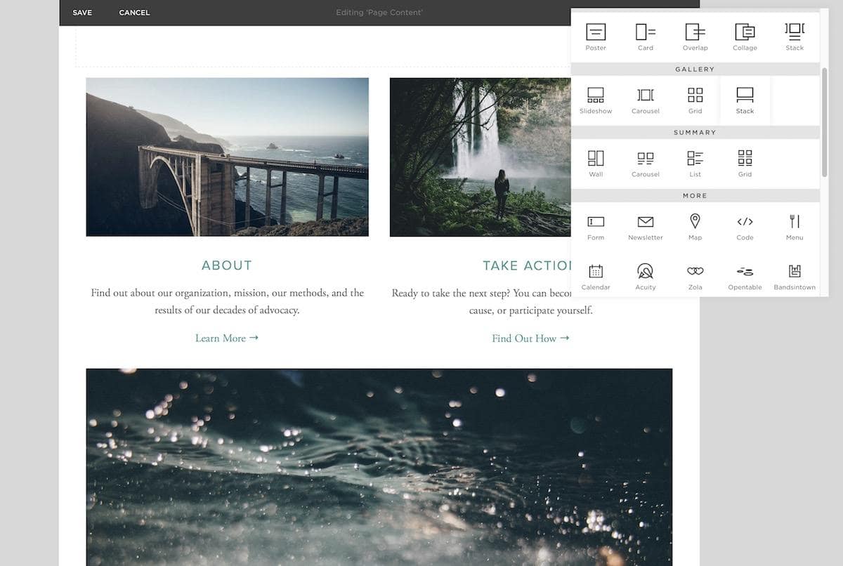 Squarespace editor