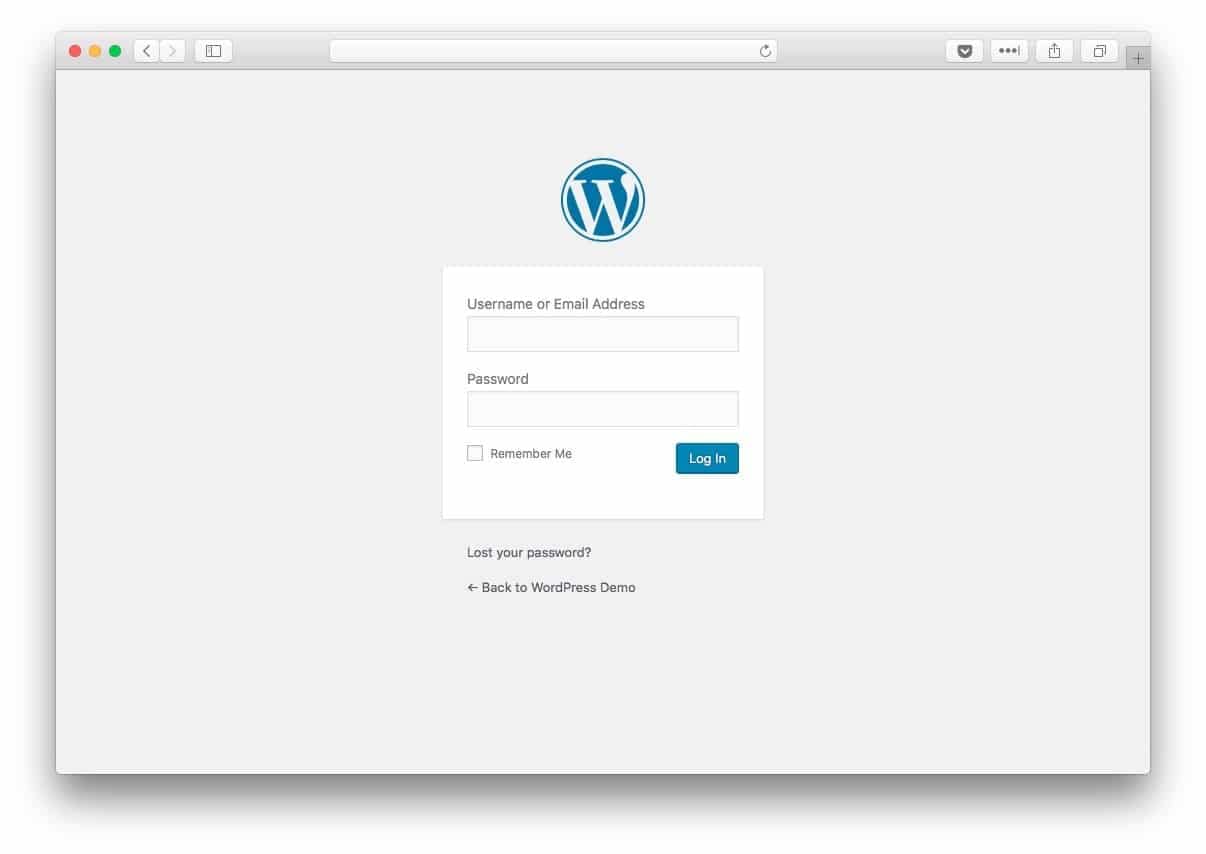 WordPress 4.9 login