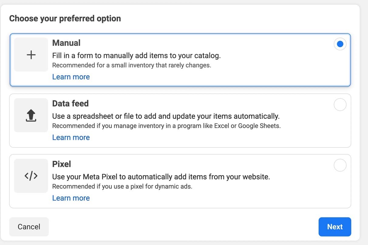 manual version for uploading products