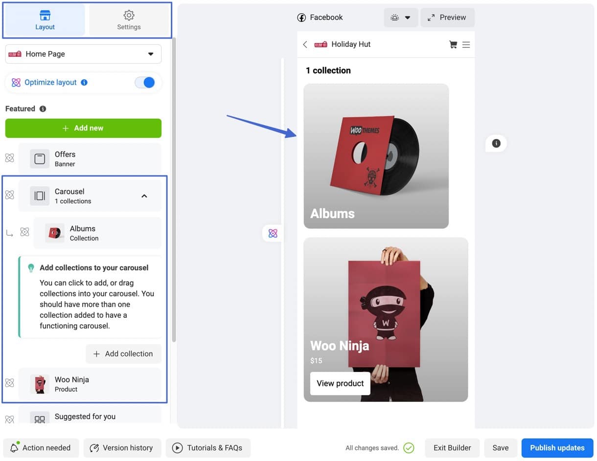 customize the Facebook shop