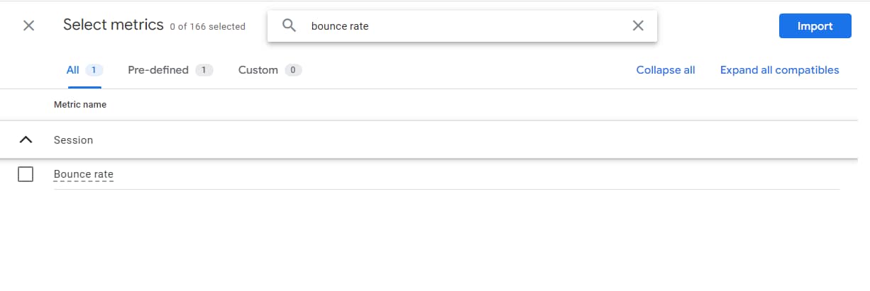 GA4 vs Universal Analytics: Creating a report for bounce rate in GA4.