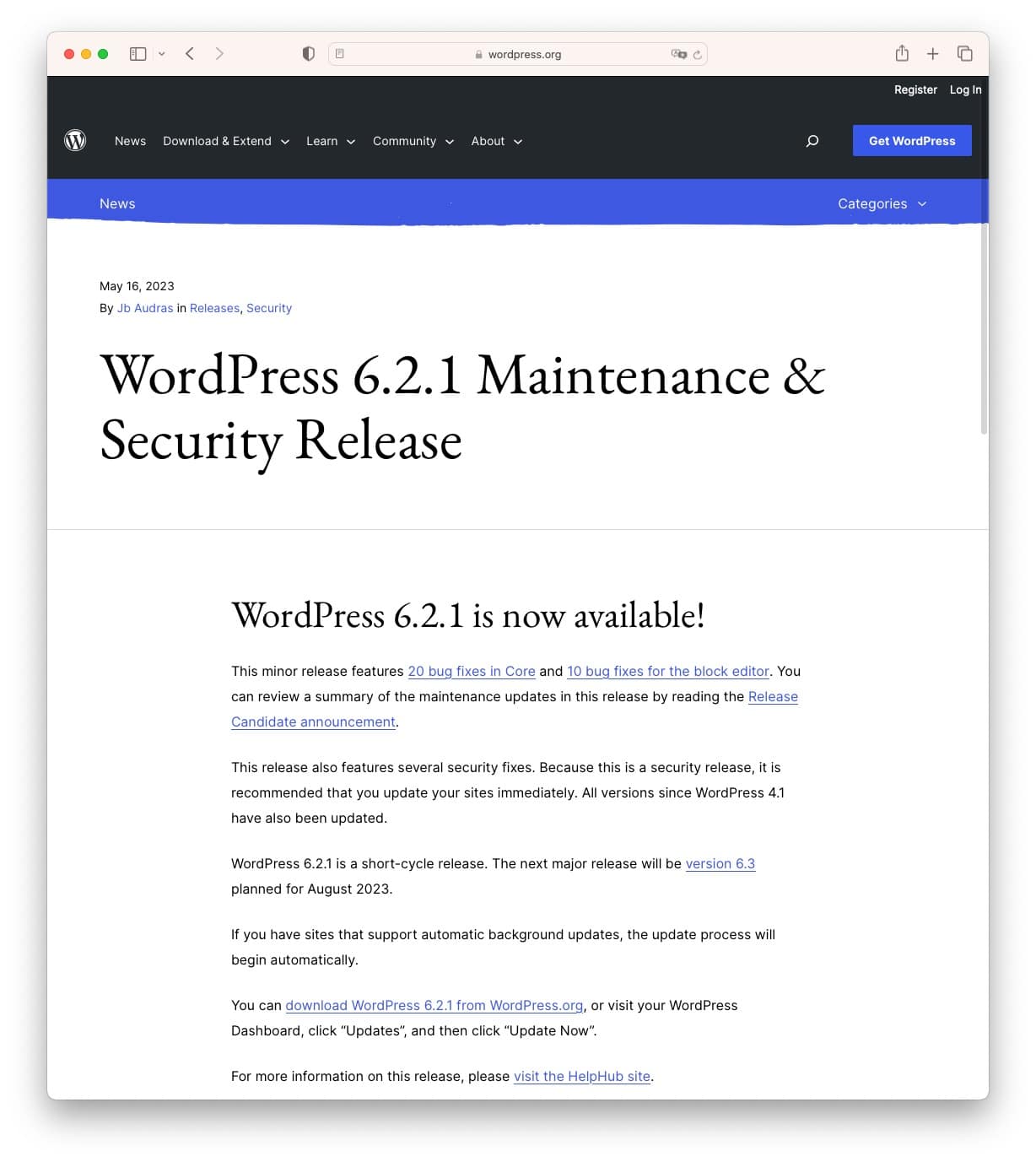 WordPress 6.2.1