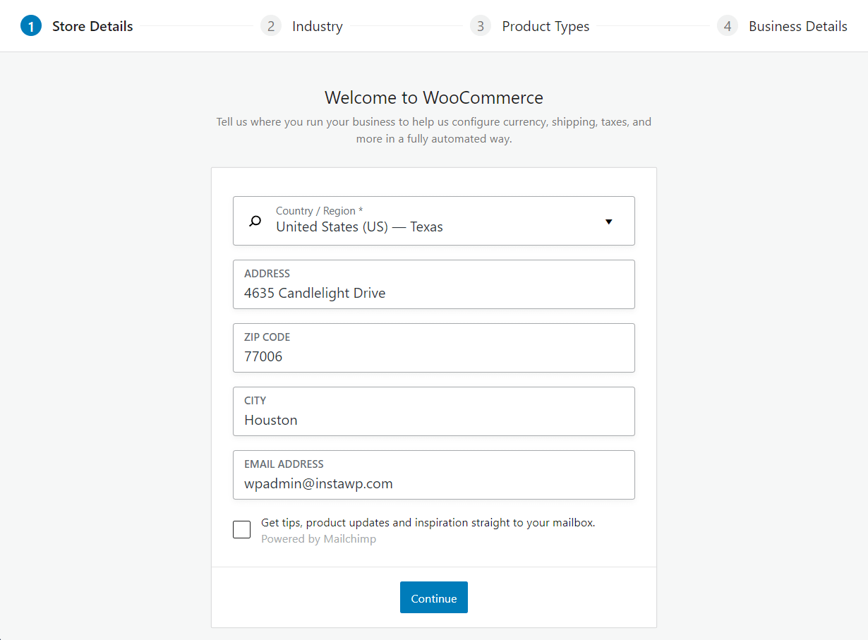woocommerce setup wizard