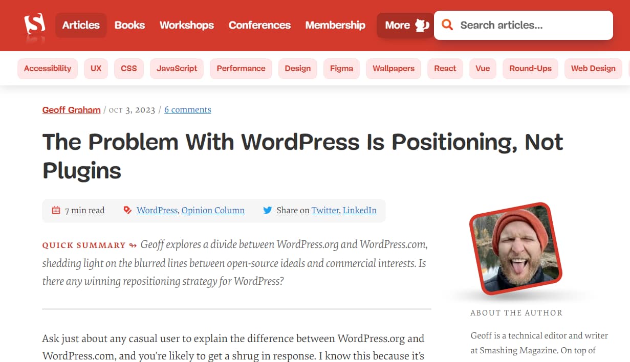 Best WordPress articles: The problem with WordPress is positioning.
