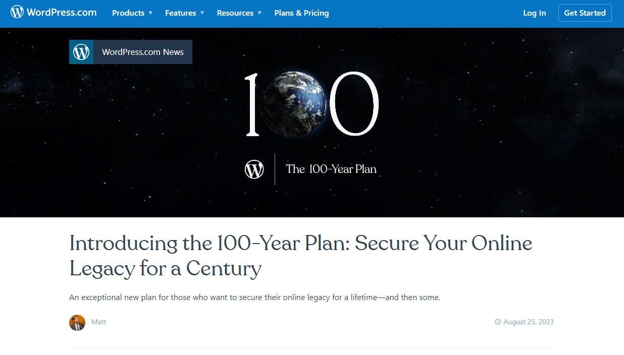 Best WordPress articles: Introducting the 100-year plan.