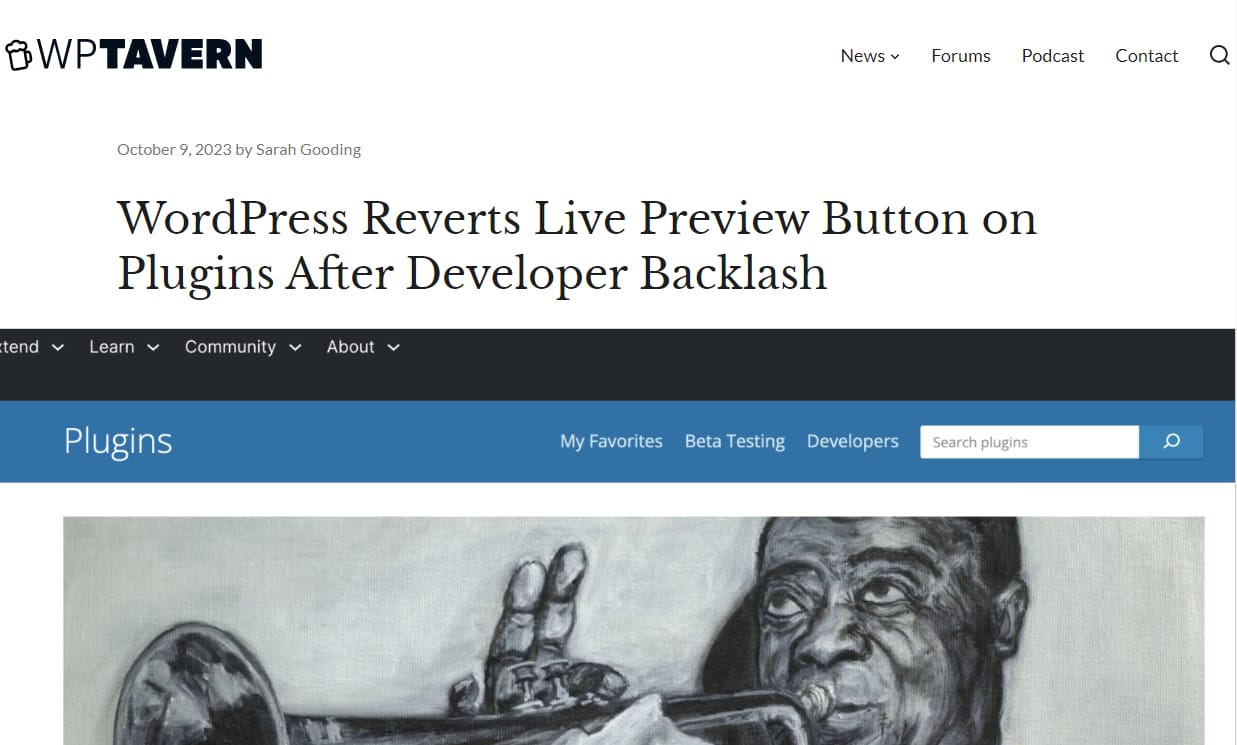 Best WordPress articles: WordPress Reverts Live Preview Button on Plugins After Developer Backlash.
